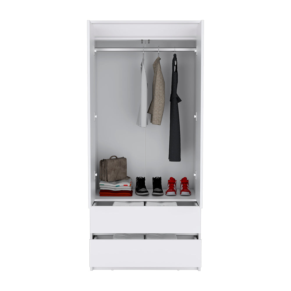 Armoire, Two Drawers, White Finish.