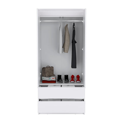 Armoire, Two Drawers, White Finish.