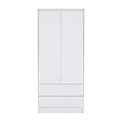 Armoire Closet, Two Drawers, White Finish