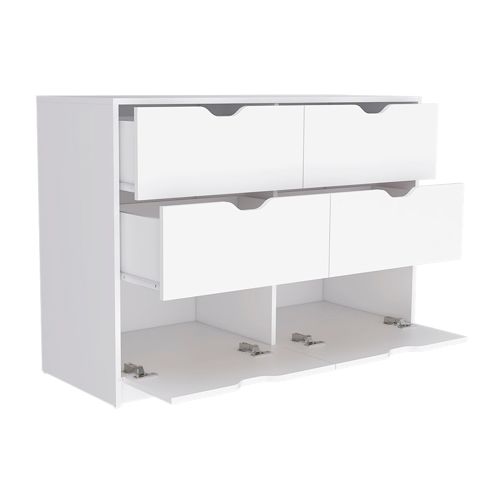 2 Piece Bedroom Set, Nightstand + Dresser, White Finish.