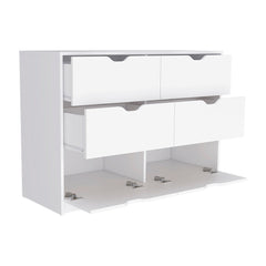 Bennett 2 Piece Bedroom Set, Nightstand + Dresser, White Finish