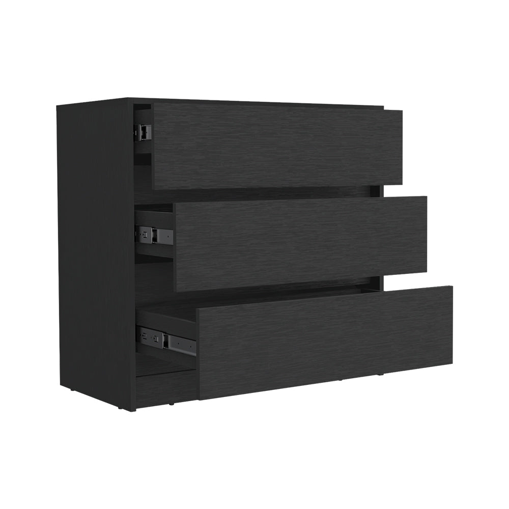 2 Piece Bedroom Set, Nightstand + Dresser, Black Wengue Finish.