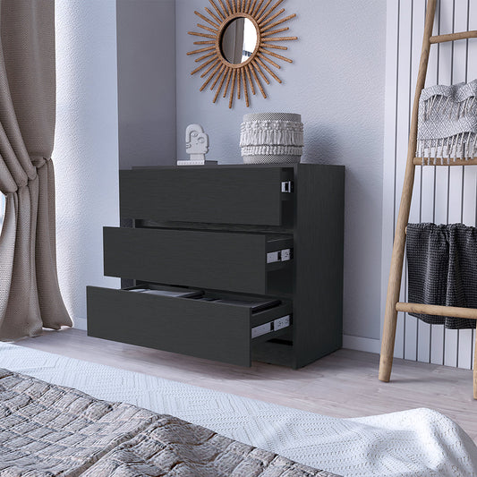 Dresser, Three drawers, Black Wengue Finish.