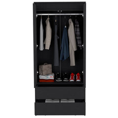 Armoire Closet, Two Drawers, Black Finish