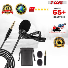 5Core Lavalier Microphone Clip On Professional Grade 3.5mm Mic