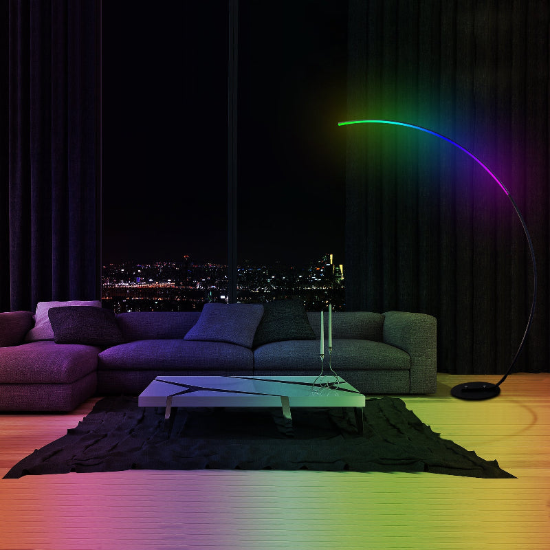 Modern Arc LED Floor Lamp - Adjustable RGB Lighting with Curved Design