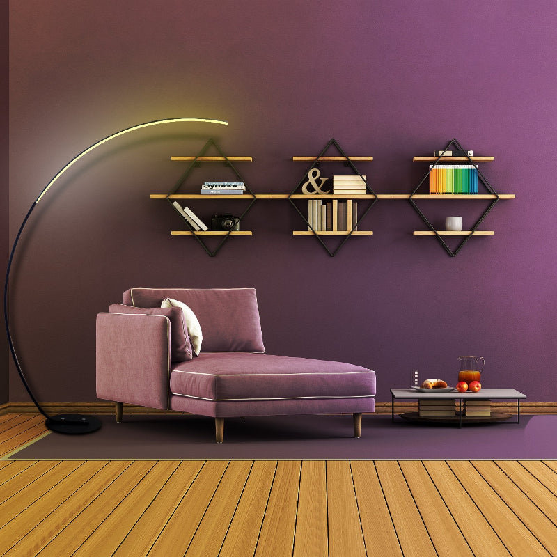 Modern Arc LED Floor Lamp - Adjustable RGB Lighting with Curved Design