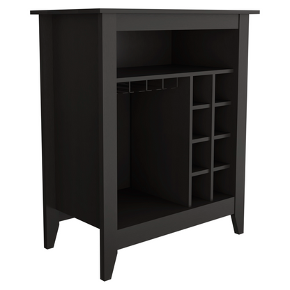 Bar Cabinet Castle, One Open Shelf, Six Wine Cubbies, Black Wengue.