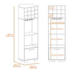 Corner Bar Cabinet Cataluña, 8 Wine Cubbies, 2 Side Shelves, Mahogany