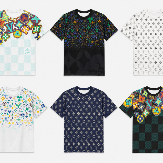 LV Printed Crew Neck T-Shirts – Colorful Short Sleeve Graphic Tees