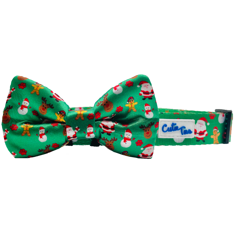 Cute Paws Christmas Dog Collar & Bow Set