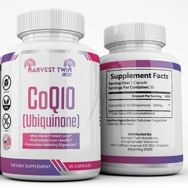Harvest Twin Labs CoQ10 (Ubiquinone) 200mg – 30 Capsules Dietary Supplement
