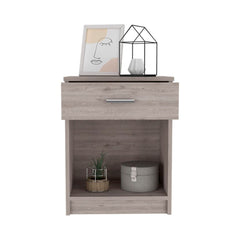 Nightstand Coco, Single Drawer, Lower Shelf, Light Gray Finish