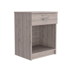 Nightstand Coco, Single Drawer, Lower Shelf, Light Gray Finish