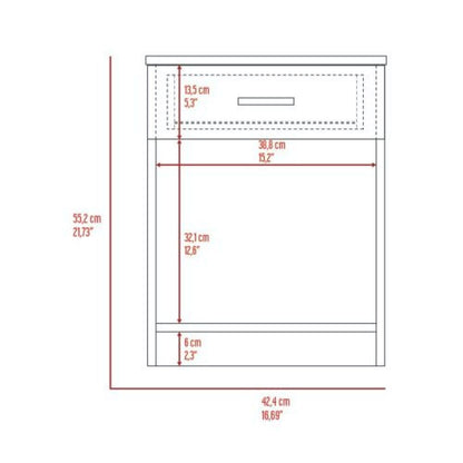 Nightstand, Single Drawer, Lower Shelf, Light Gray Finish