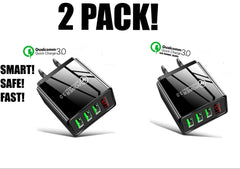 2 Pack! 3 Port LED Fast Quick Charge QC 3.0 USB Hub Display Wall