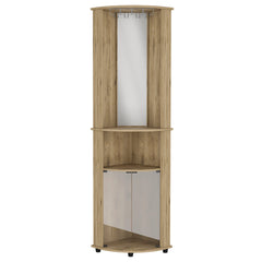 Corner Bar Cabinet Rialto, Three Shelves, Macadamia Finish