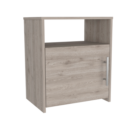 Nightstand, One Cabinet, Light Gray Finish