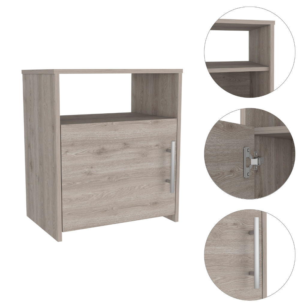 Nightstand, One Cabinet, Light Gray Finish