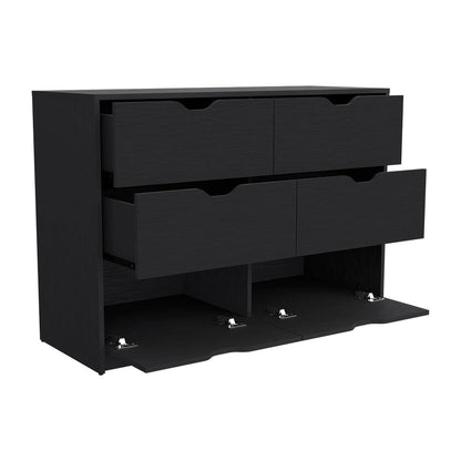 Dresser, Four Drawers, Black Wengue Finish.