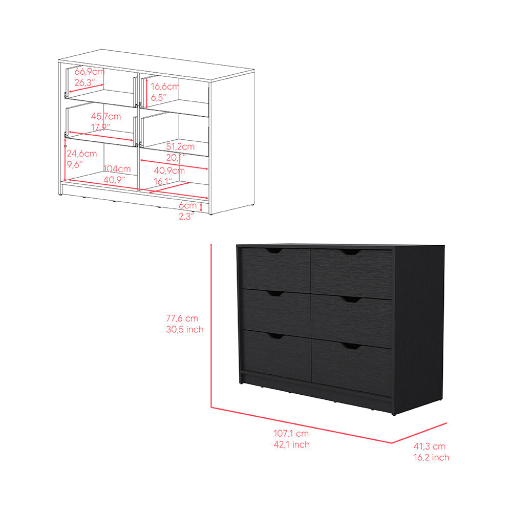 Dresser, Four Drawers, Black Wengue Finish.