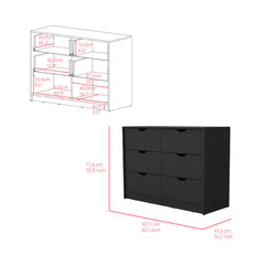 Dresser Curio, Four Drawers, Black Wengue Finish