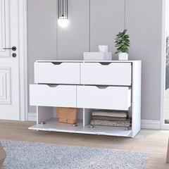 Dresser Curio, Four Drawers, White Finish