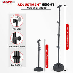 5Core Mic Stand Floor Adjustable Universal Heavy Duty Microphone