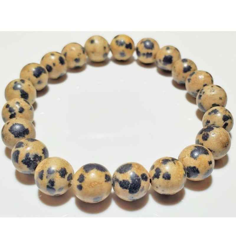 Dalmatian Jasper Beaded Bracelet Natural Stone Stretch Jewelry