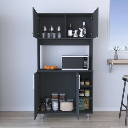 Pantry Cabinet, Double Door, Black Wengue Finish.