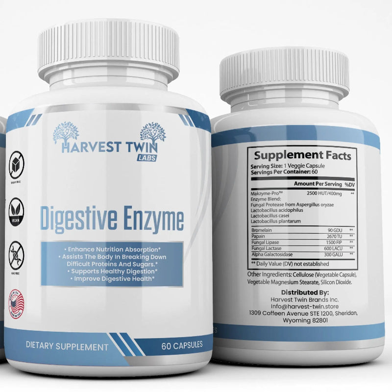 Harvest Twin Labs Digestive Enzyme Dietary Supplement – 60 Capsules