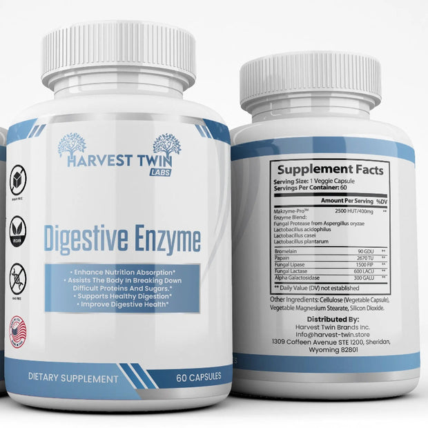 Harvest Twin Labs Digestive Enzyme Dietary Supplement – 60 Capsules