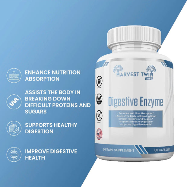 Harvest Twin Labs Digestive Enzyme Dietary Supplement – 60 Capsules