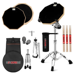 5 Core Drum Practice Pad Set 12" Adjustable Snare Drumming Stand