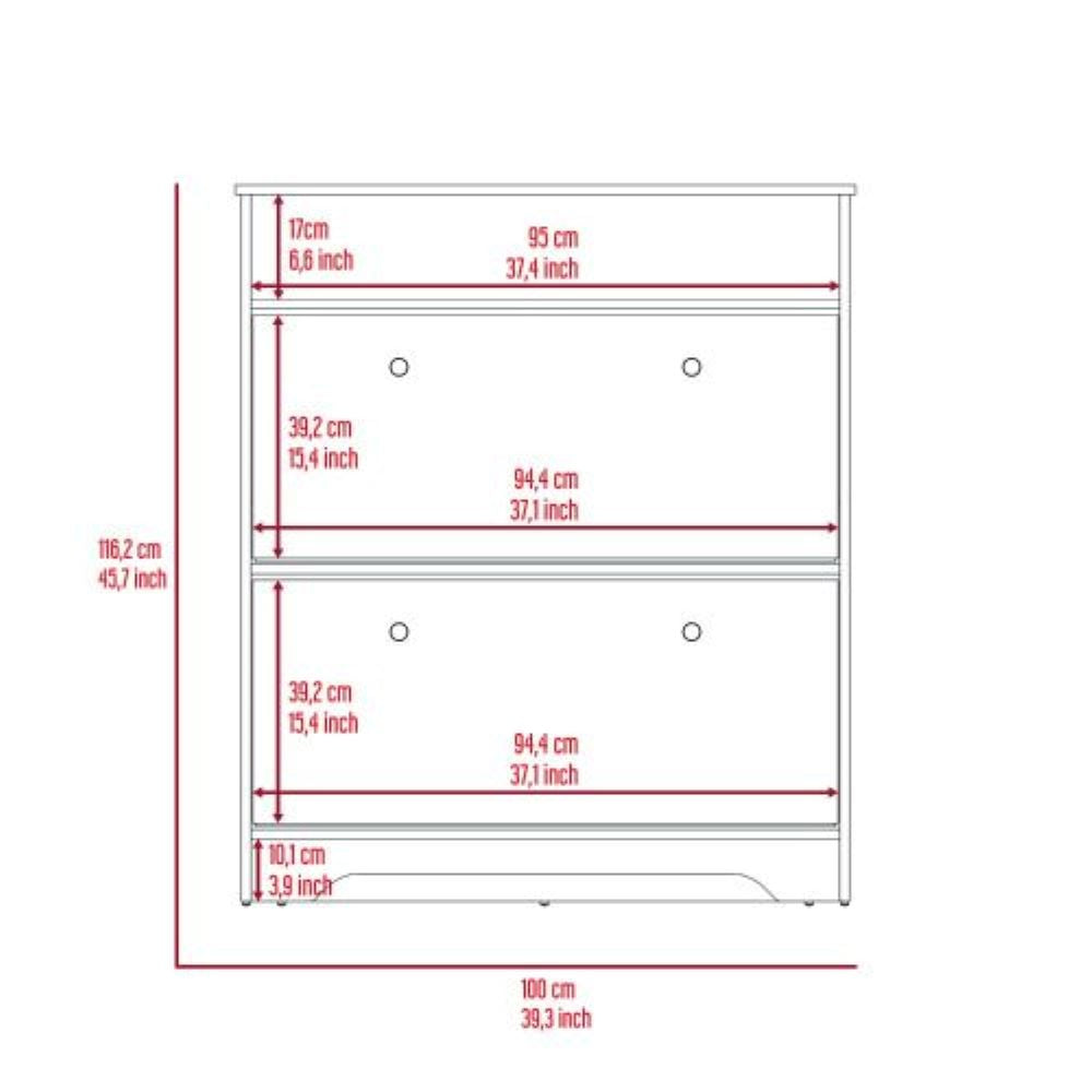 Shoe Rack, One Open Shelf, Two Extendable Cabinets, Dark Brown.