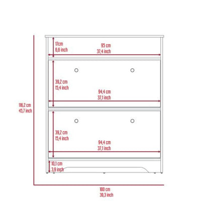 Shoe Rack, One Open Shelf, Two Extendable Cabinets, Dark Brown.