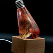 LED Light Bulb Lamp with Wooden Base - Unique Decorative Lighting (Flame Design)