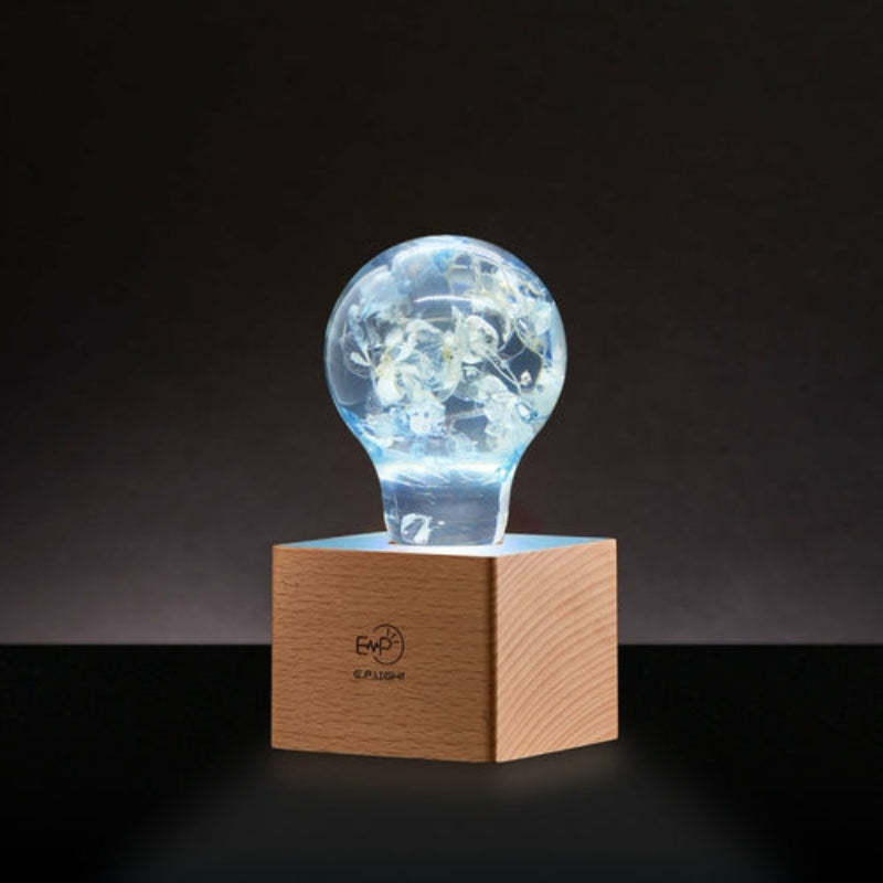 LED Light Bulb Lamp with Wooden Base - Unique Decorative Home Lighting