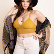 Mustard Knit Halter Bralette Top for Women
