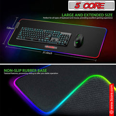 Alfombrilla de ratón RGB con 12 modos de iluminación y teclado grande para juegos con acolchado suave