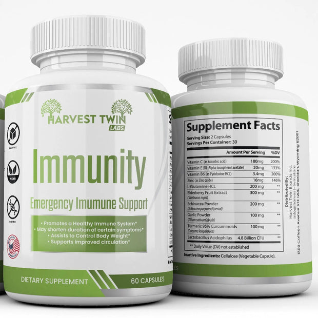 Harvest Twin Labs Immunity Emergency Immune Support Dietary Supplement – 60 Capsules