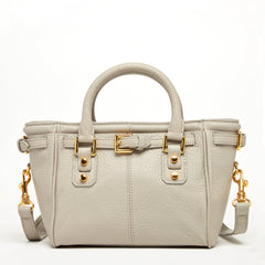 Sac cartable en cuir Emma beige grisâtre