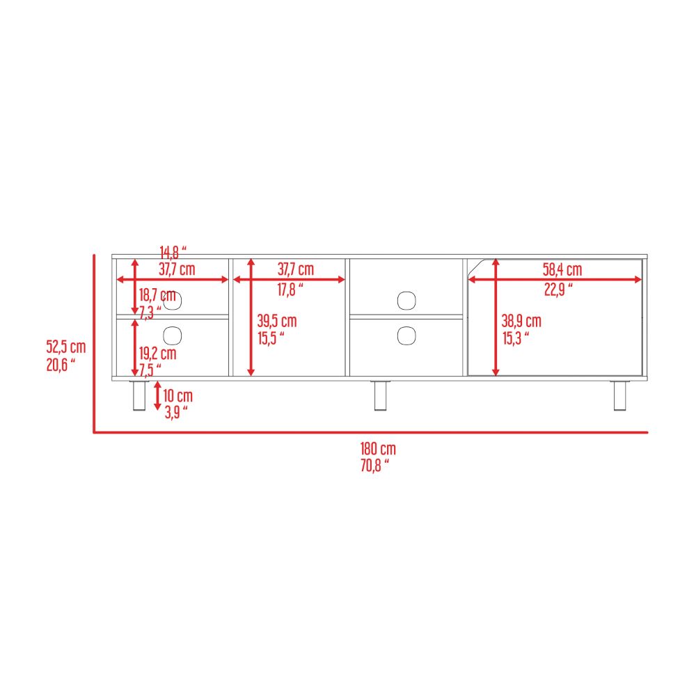 TV Stand for TV´s up 70", Four Open Shelves, Light Oak.