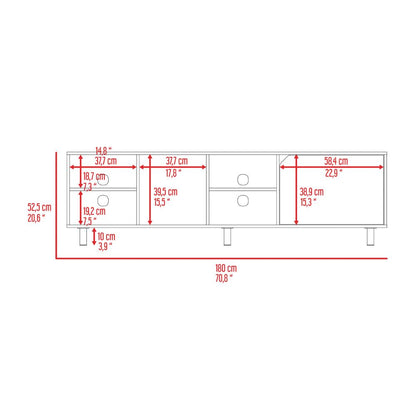 TV Stand for TV´s up 70", Four Open Shelves, Light Oak.