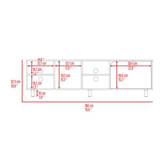 TV Stand for TV´s up 70" Estocolmo, Four Open Shelves, Light Oak