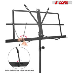 5Core Music Stand For Sheet Music Portable Tripod Adjustable Folding