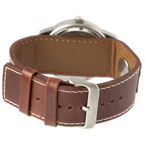 F&S Pro Men's Stainless Steel Watch with Brown Leather Band