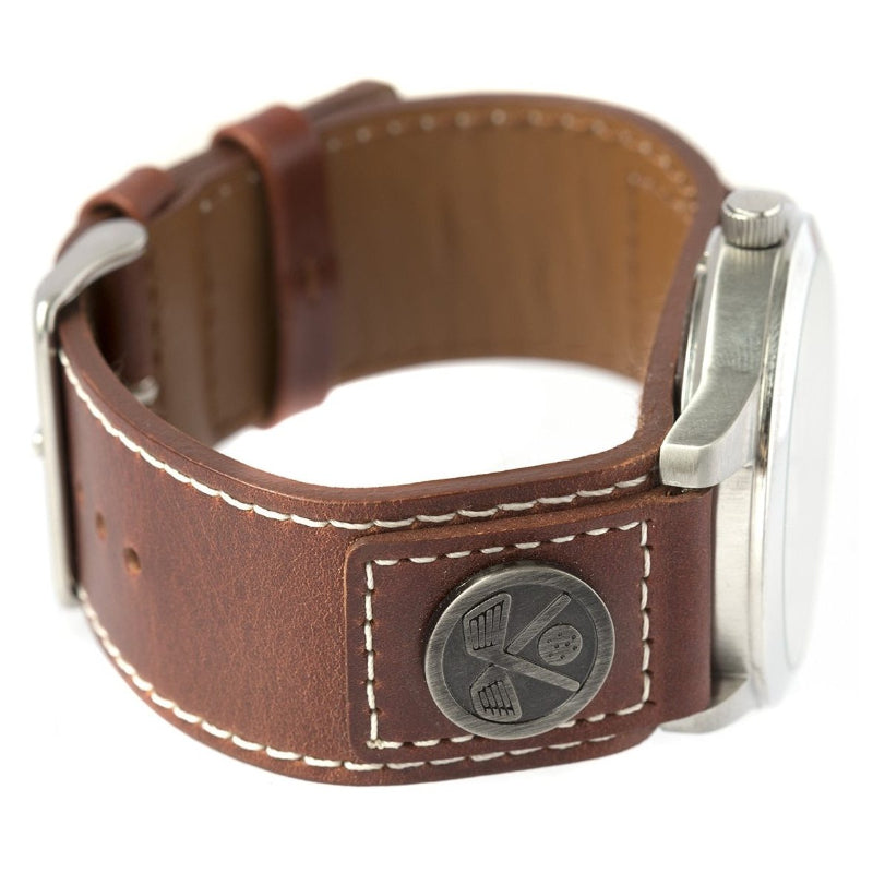 F&S Pro Men's Stainless Steel Watch with Brown Leather Band