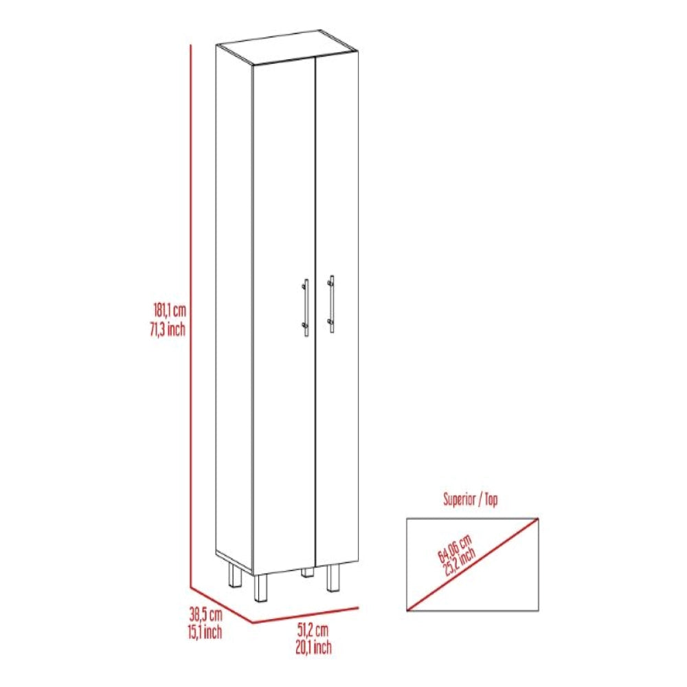 Closet Pantry, Five Shelves, Double Door Cabinet, White