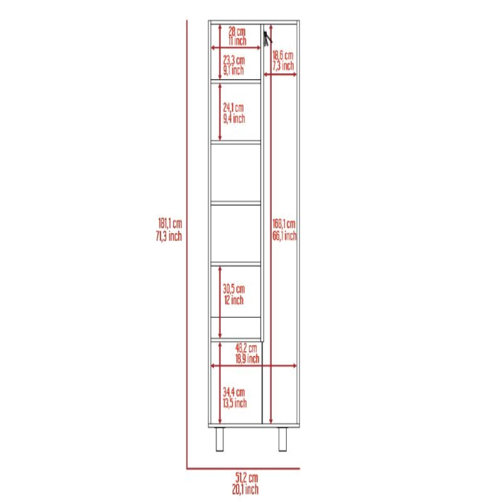 Closet Pantry, Five Shelves, Double Door Cabinet, White